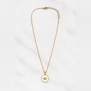 NEW 18K Gold Plated  White Shell Necklace Dainty Enamel Charm Adjustable Chain